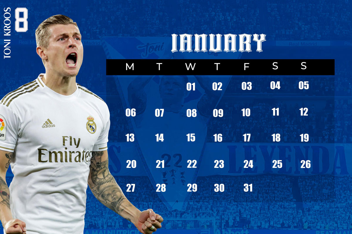 Los Blancos 2025: Real Madrid Legends Table Calendar